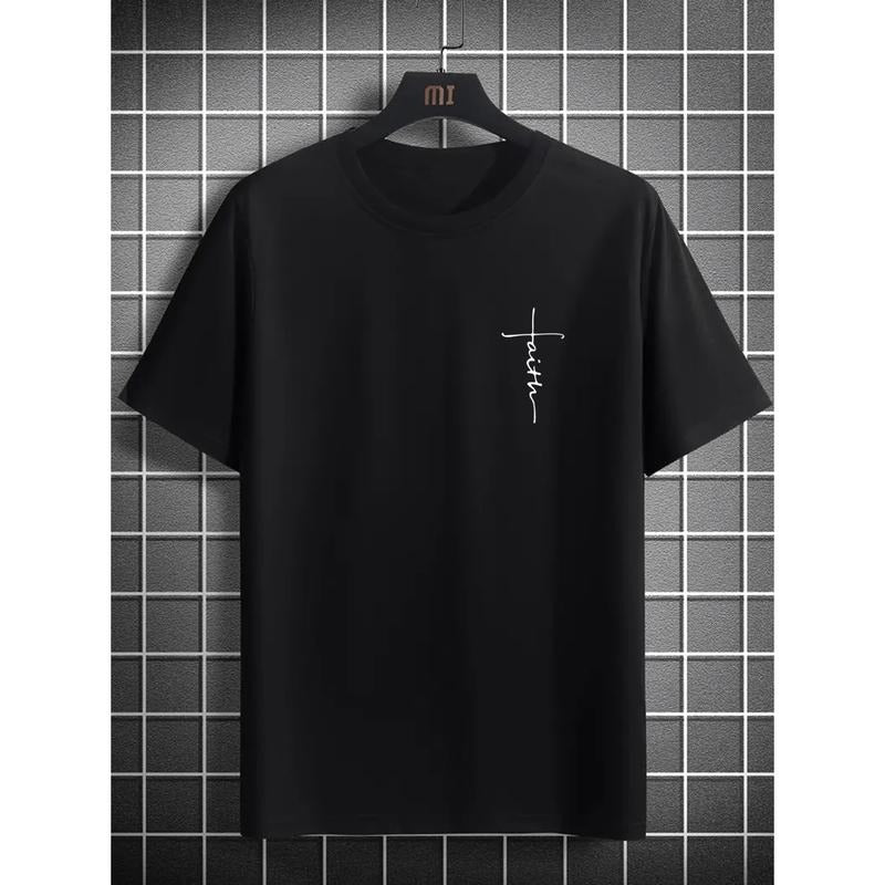 Burning ManFaith Print Men Round Neck Short Sleeve T Shirt Casual Comfortable Summer Top For Holiday Leisure And Gift...