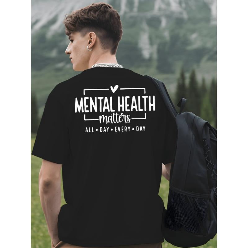 Burning ManMental Health Awareness T Shirt For Men Plus Size Graphic Crewneck Short Sleeve Summer Wear Gym Beach Casual...