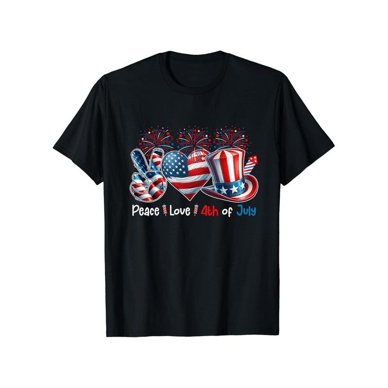 Burning ManPatriotic American Flag T Shirt With Fireworks Design For Men Round Neck Cotton Tee Summer Casual Wear Black...