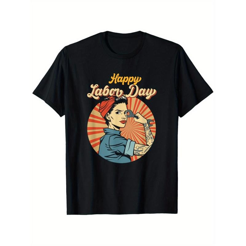 Burning ManStrong Worker Movement T Shirt For Labor Day Trendy Fashionable Round Neck Top In Large Sizes For Men Women...