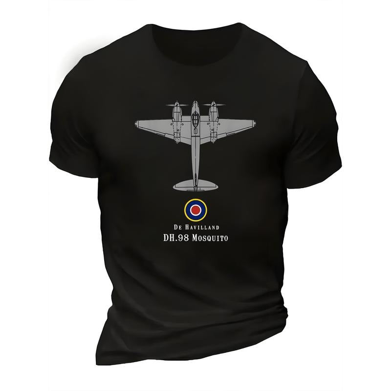 Burning ManStylish Men's Airplane Print Crew Neck T Shirt In Breathable Polyester For Summer Comfort Hoodie, Sweatshirt