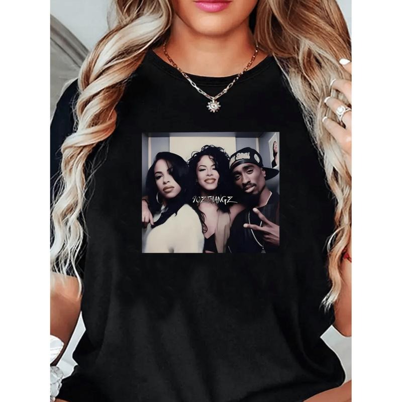 Burning ManStylish Portrait Print T Shirt Round Neck Womens Top In Black Hoodie, Sweatshirt | PodTeesHub.com