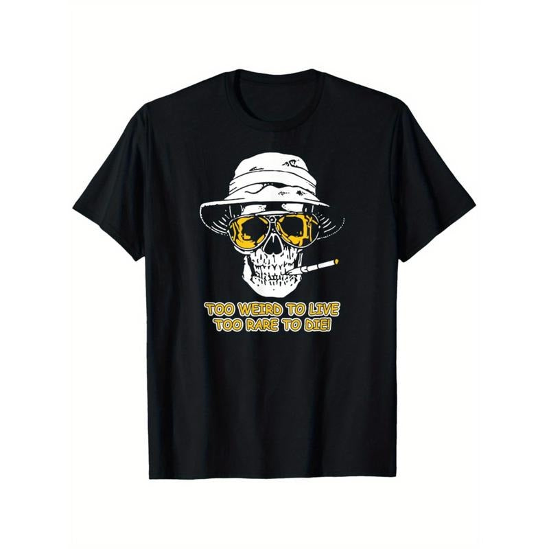 Burning ManToo Weird To Live Too Rare To Die Skull Graphic T Shirt Mens Cotton Casual Streetwear Round Neck Tee Funny...