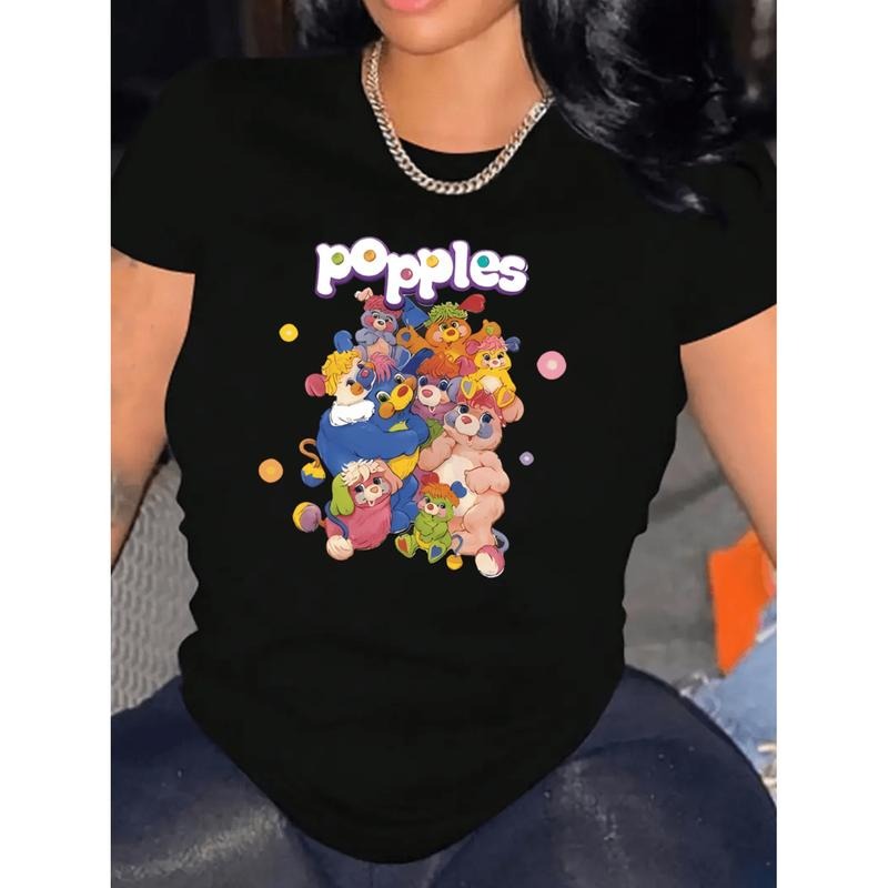 Burning ManWomen Fashion Casual T-Shirt Cute Cartoon Letter Print Round Neck Short Sleeve Summer Leisure Sportswear...
