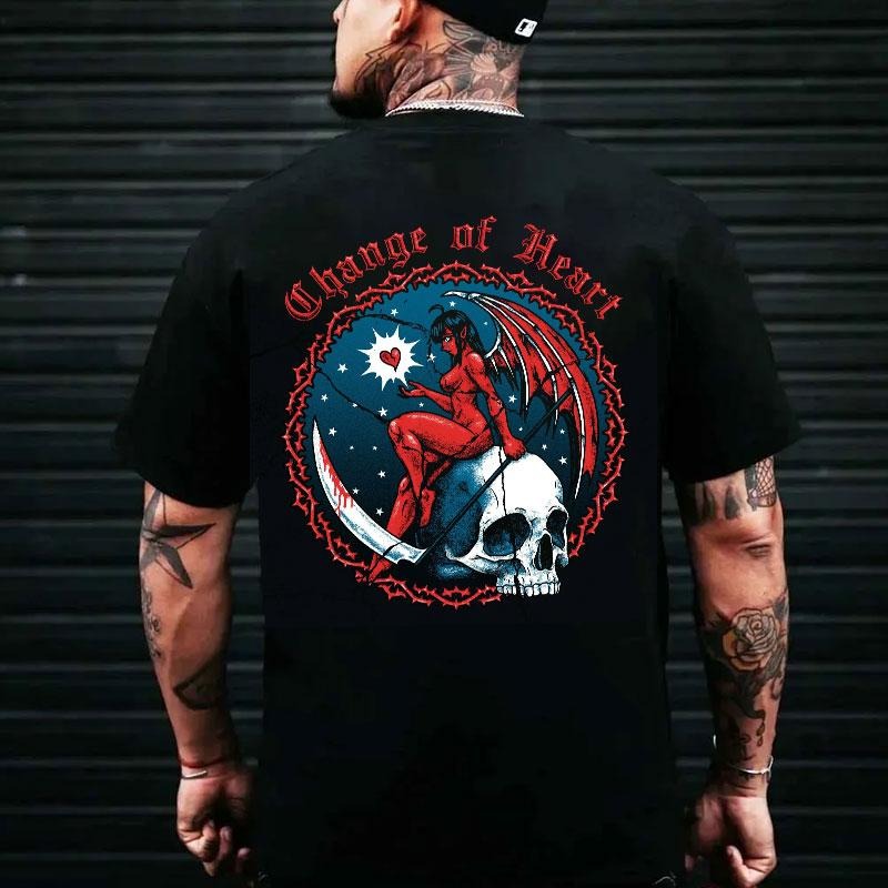 CHANGE OF HEART Devil Girl&Skull Print Men's T-shirt - Sweatshirt