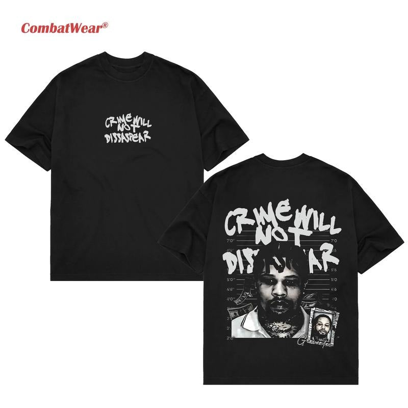 COMBATWEAR Gervonta Davis "Crime Will Not Dissapear" T-Shirt, Tank Davis Custom Graphic Tee, Boxing Shirt, Gift for...