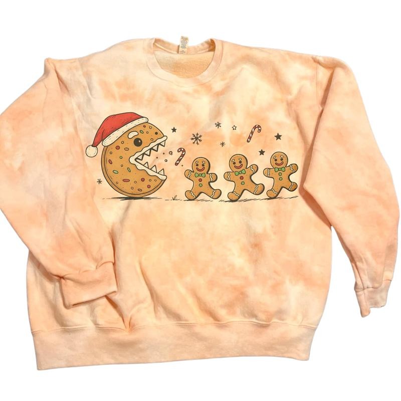 COOKIE SANTA CHASING GINGERBREAD MEN CHRISTMAS SWEATSHIRT Long Sleeve Crewneck or Hoodie Grunge Alt Aesthetic Edgy...