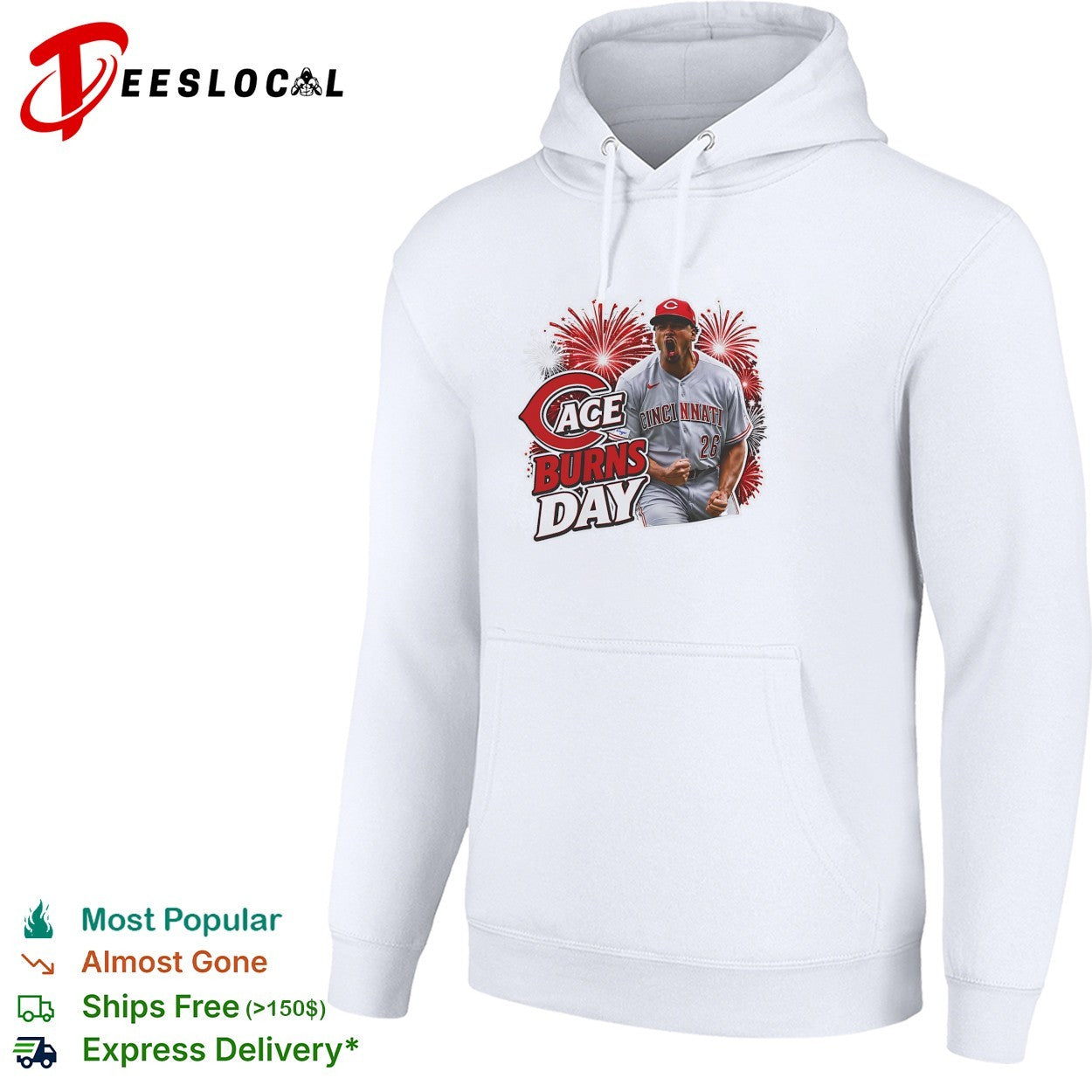Cace Burns Day Cincinnati Reds pitcher 26 celebrating fireworks shirt