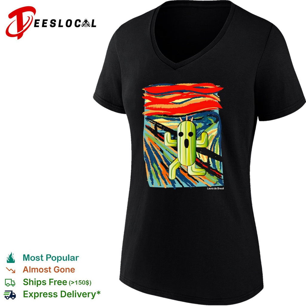 Cactuar The Scream Final Fantasy Mashup Laura de Breuil Parody Art shirt