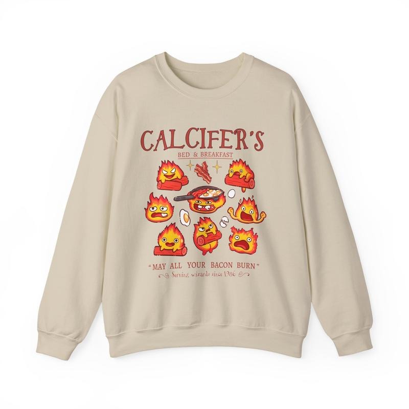 Calcifer Sweatshirt, May All Your Bacon Burn, Howl's Moving Castle, Studio Ghibli Shirt, Anime style 02 Hoodie