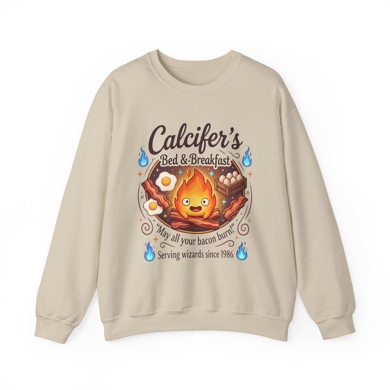 Calcifer Sweatshirt, May All Your Bacon Burn, Howl's Moving Castle, Studio Ghibli Shirt, Anime Hoodie | PodTeesHub.com