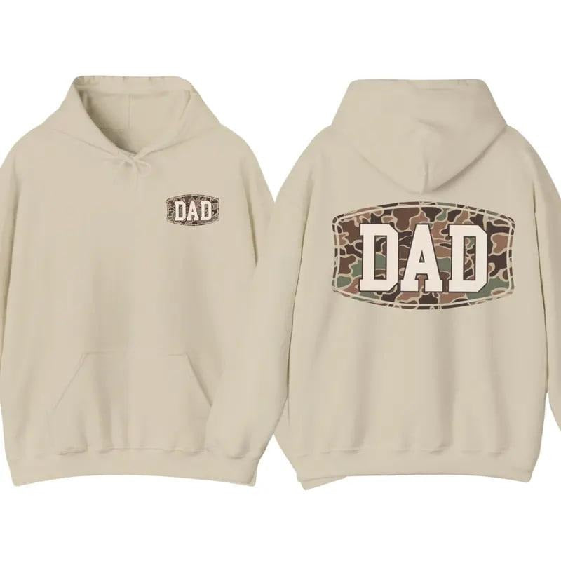 Camo Dad two-sided hoodie with a funny camouflage graphic, cool streetwear pullover style, trendy casual apparel and a...