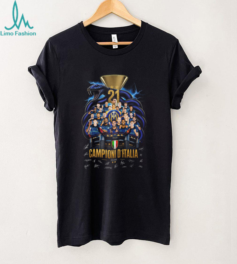 Campioni D Italia 21 Inter Milan Soccer Team Stadium Snake Gold T Shirt