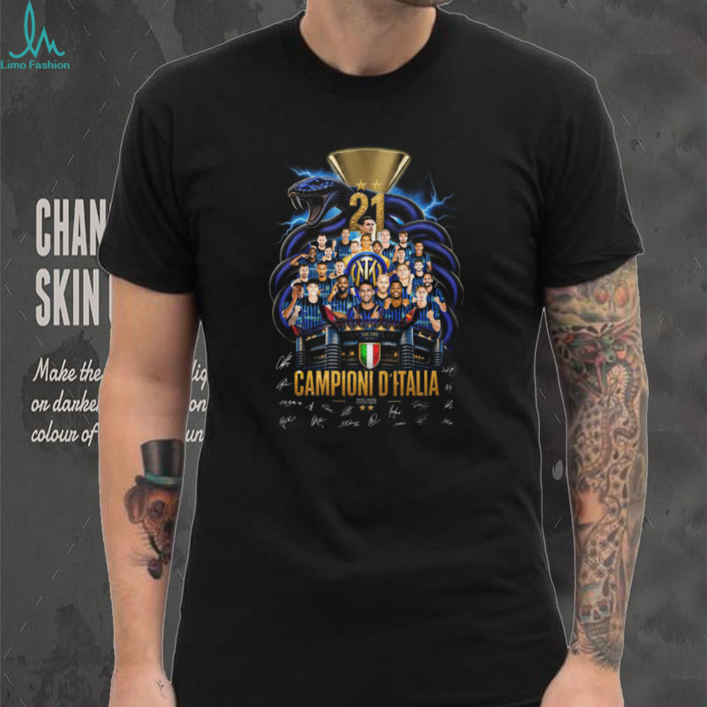 Campioni D Italia 21 Inter Milan Soccer Team Stadium Snake Gold T Shirt