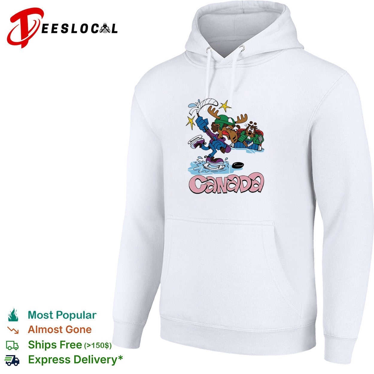 Canada moose playing hockey against beaver shirt