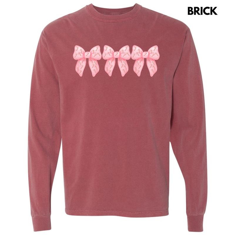 Candy Cane Bow Trio Long Sleeve Comfort Colors T-Shirt 'NLB' Hoodie, Sweatshirt | PodTeesHub.com