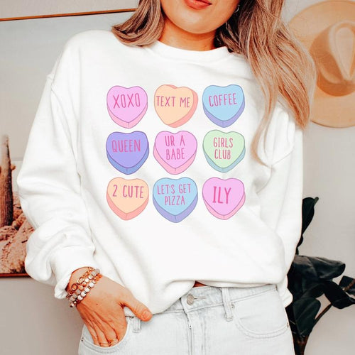 'Candy Hearts' Crewneck Sweatshirt T-Shirts, Hoodie | PodTeesHub.com