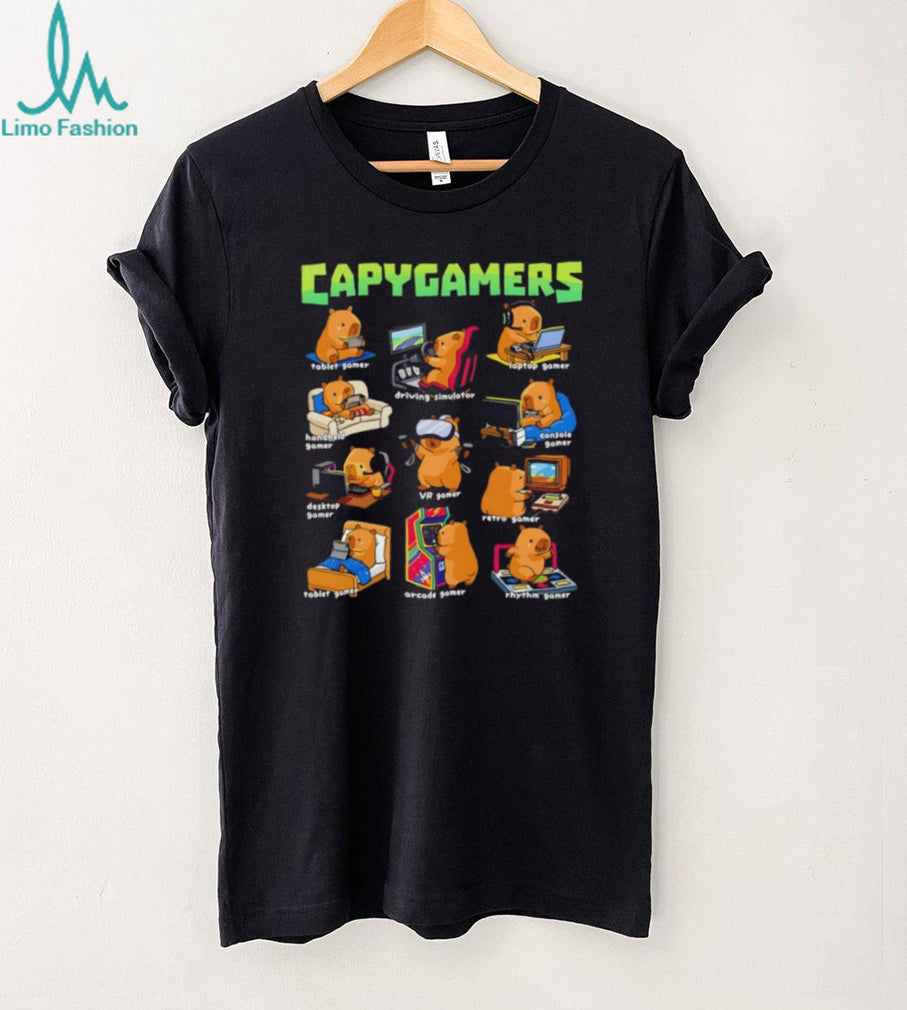 Capygamers Funny Capybara Video Game Types Gaming Lovers T Shirt