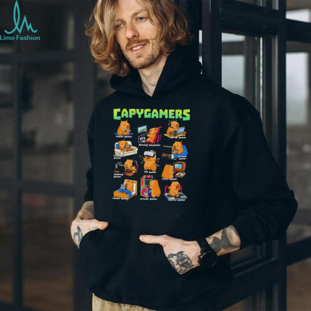 Capygamers Funny Capybara Video Game Types Gaming Lovers T Shirt