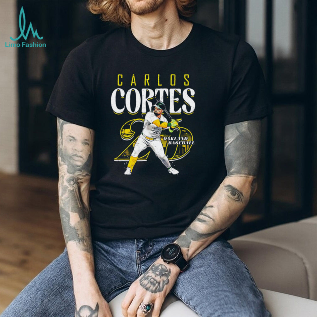 Carlos Cortes Oakland Baseball Star Action Graphic Athletic T Shirt