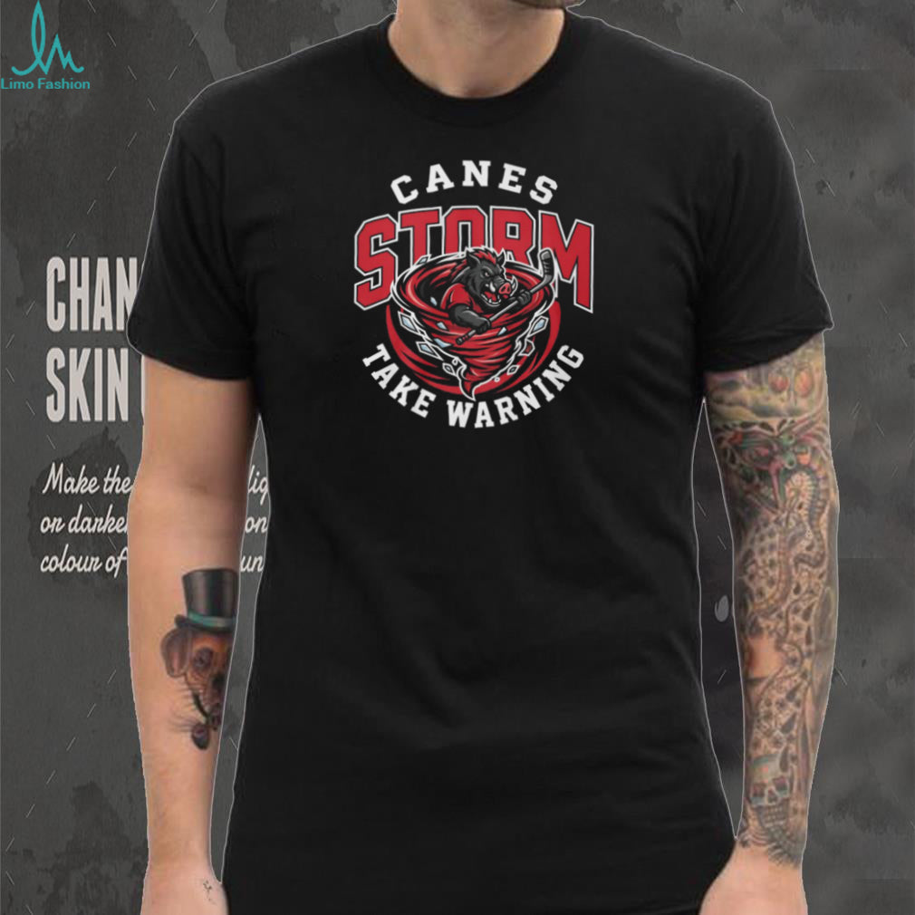 Carolina Hurricanes NHL Hockey Boar Mascot Storm Take Warning Red Cyclone T Shirt