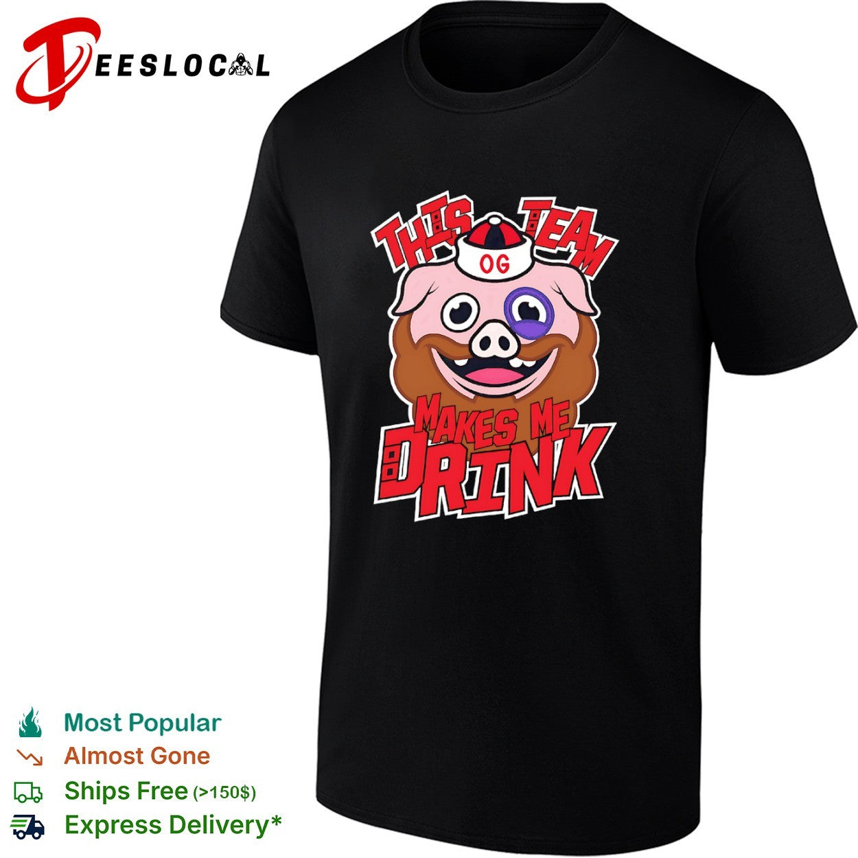 Carolina Hurricanes ice hog This Team Makes Me Drink shirt