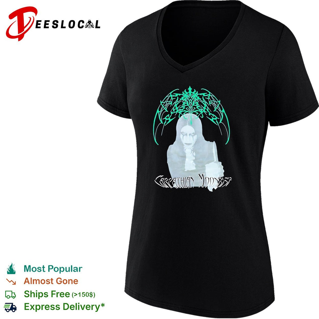 Carpathian Moonrise hooded figure with knife metal band shirt