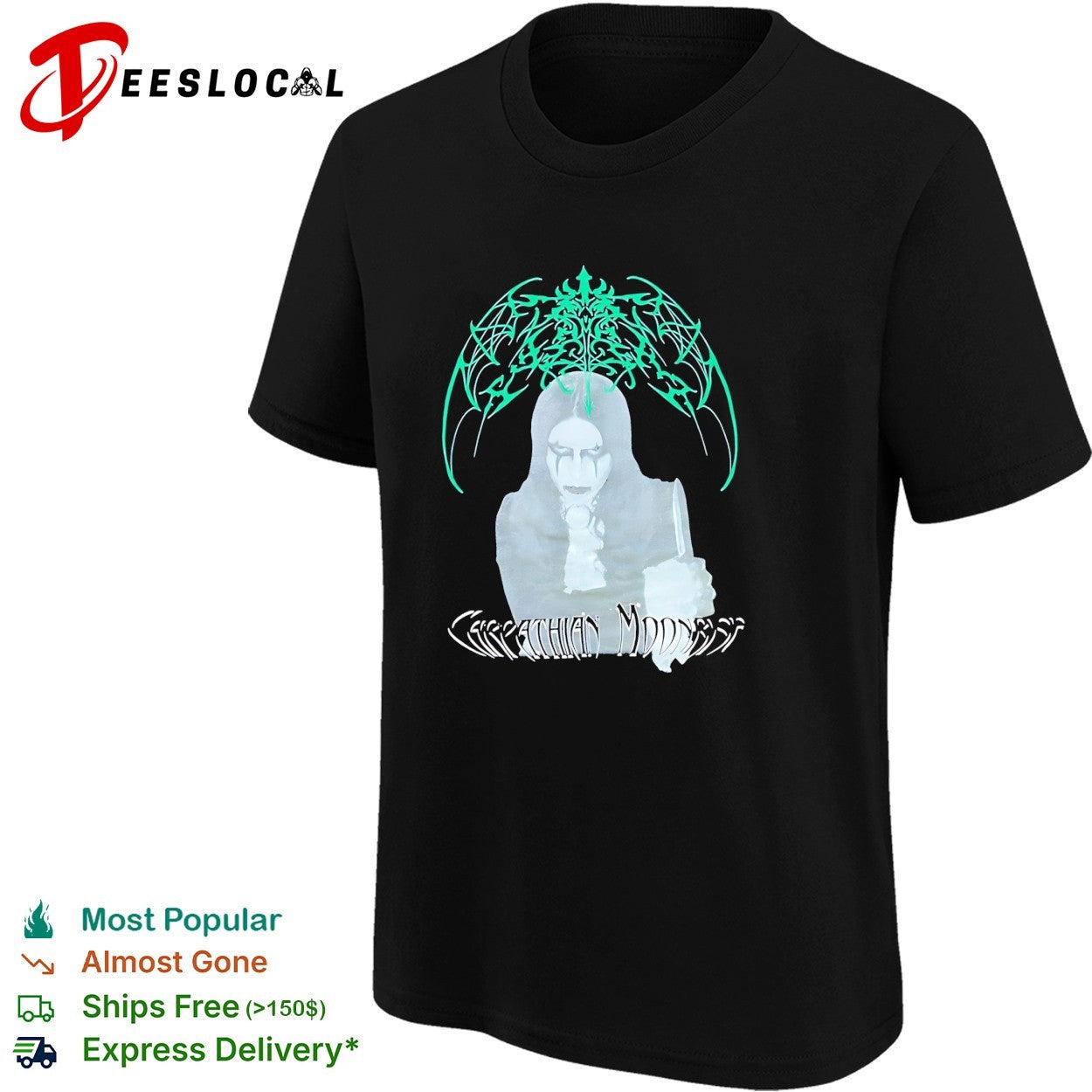 Carpathian Moonrise hooded figure with knife metal band shirt