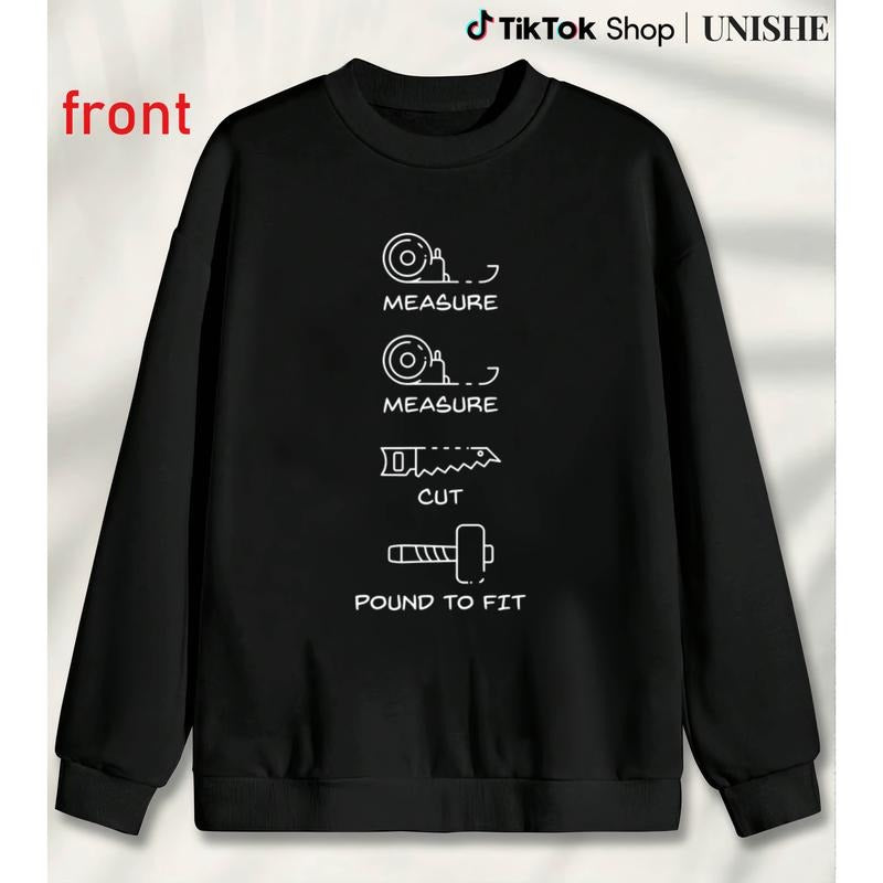Carpenter's Funny Long Sleeve Sweater - Black with Measure Cut Sand Print and Woodshop Graphics T-Shirts, Hoodie, Sweatshirt