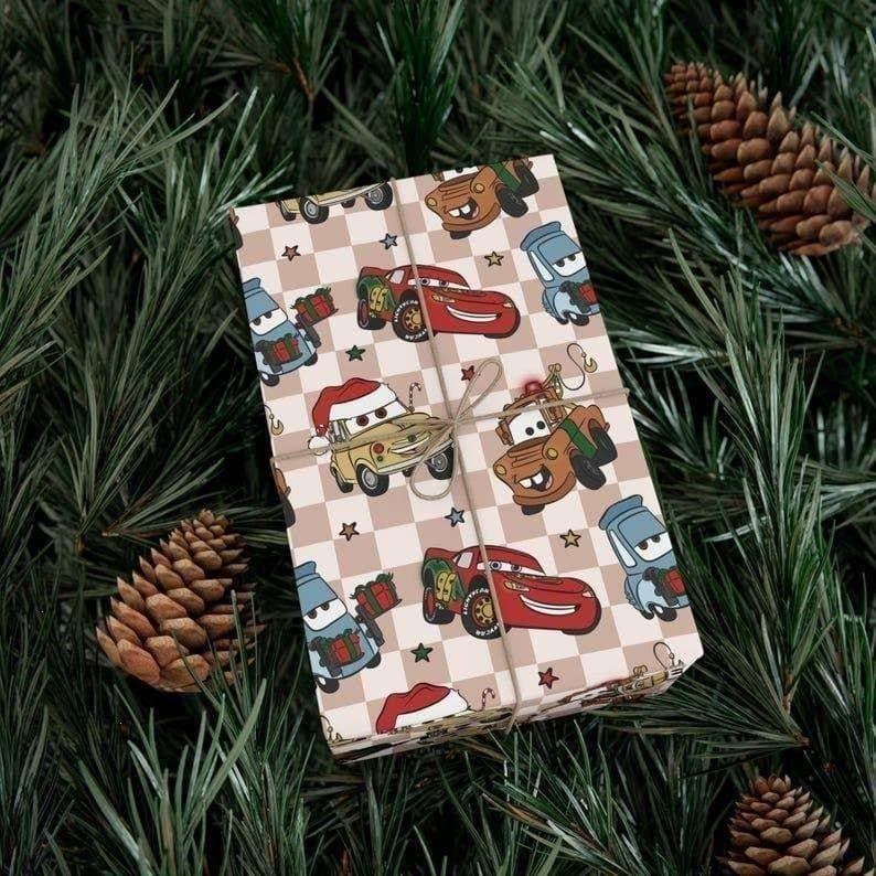 Cars Lightning McQ And Friends Christmas Gift Wrap, Holiday Present Decoration, Kids Birthday Party Supplies, Wrapping...