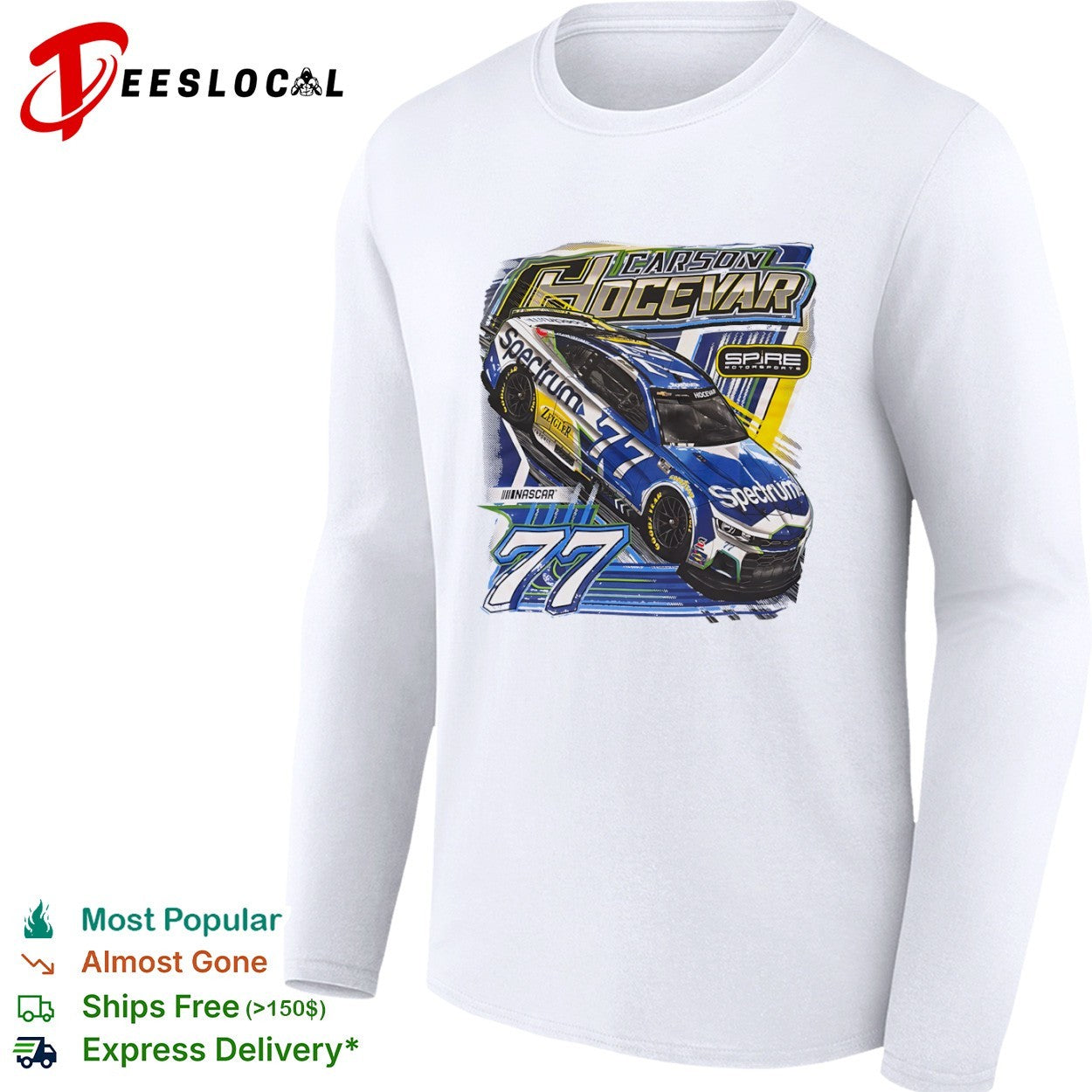Carson Hocevar Spire Motorsports 77 Spectrum Chevrolet NASCAR racing driver shirt