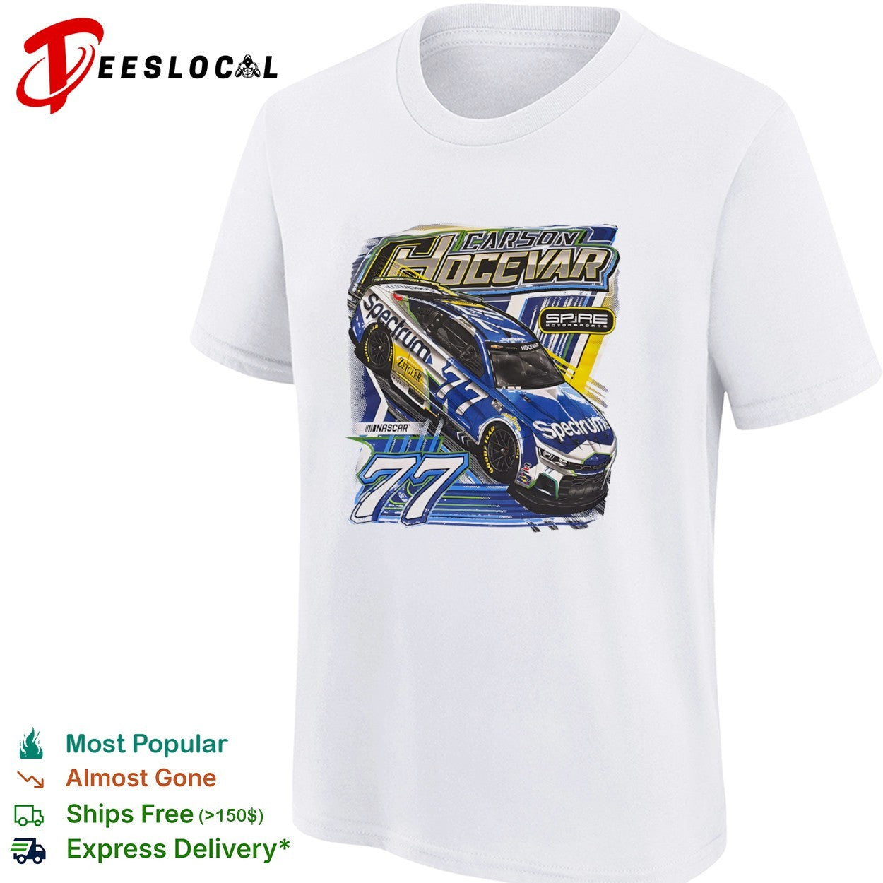 Carson Hocevar Spire Motorsports 77 Spectrum Chevrolet NASCAR racing driver shirt