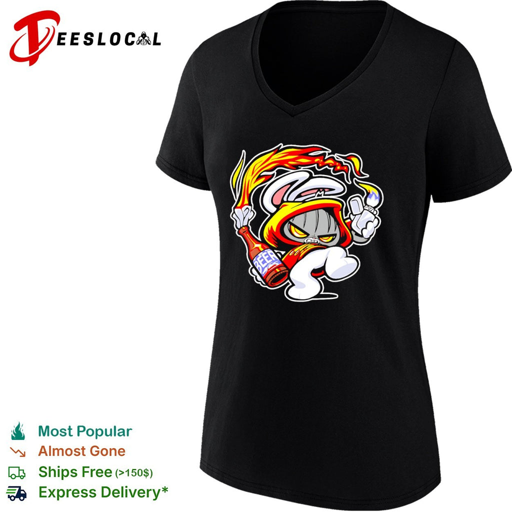 Cartoon rabbit molotov beer shirt