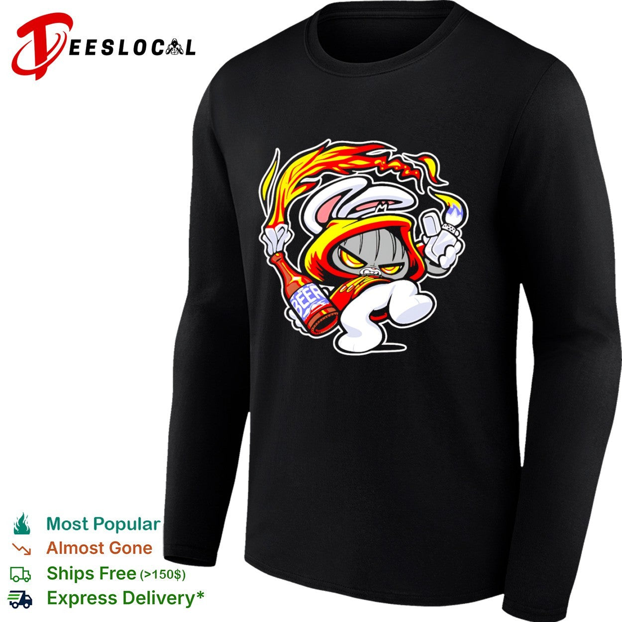 Cartoon rabbit molotov beer shirt