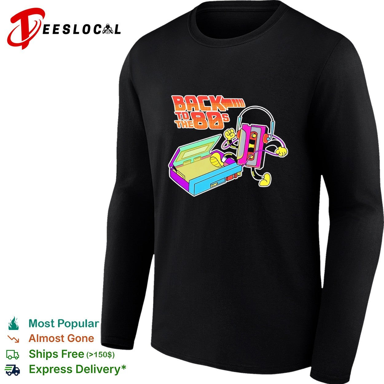 Cassette tape dancing back to the 80s retro music boombox shirt