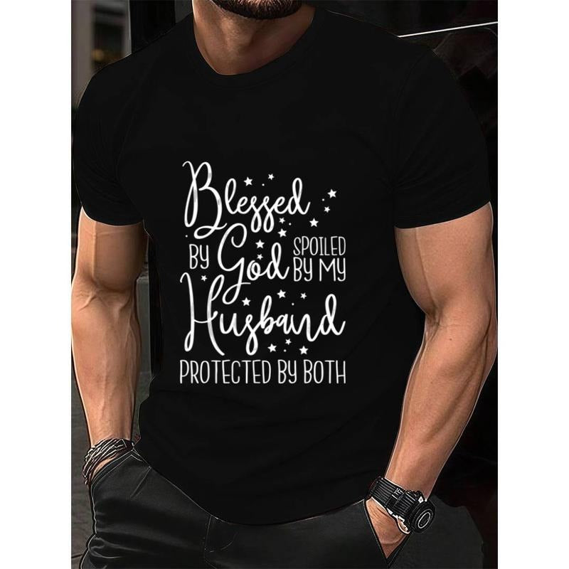 Casual Cotton Tee Blessed by God Spoiled by My Husband for Women Hoodie, Sweatshirt | PodTeesHub.com