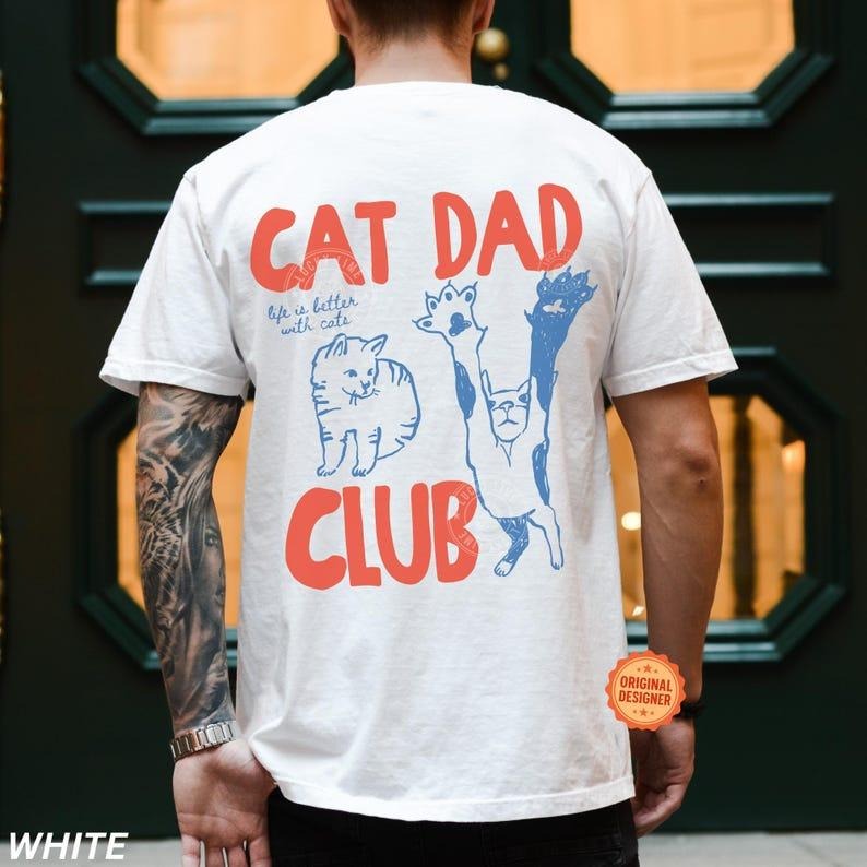 Cat Dad T-Shirt, Cat Dad Tee, Comfort Colors Cat Dad Club TShirt, Back Design Tee Funny Cat Shirt, Cat Lover, New Cat Dad...