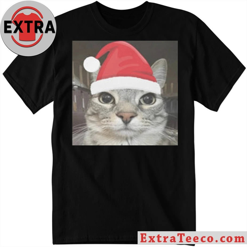 Cat in a Santa Hat Cringe Shirt