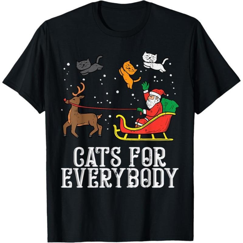 Cats For Everybody Christmas Cat Funny Xmas Men Women Santa T-Shirt Hoodie, Sweatshirt | PodTeesHub.com