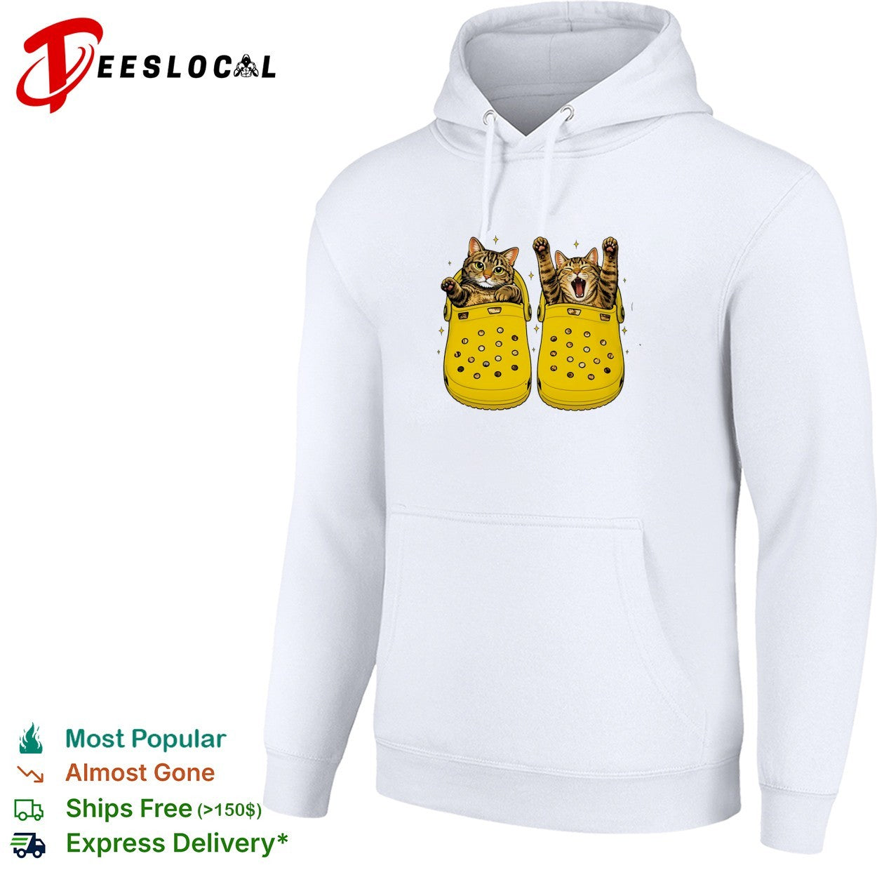 Cats sitting in Crocs shoes shirt