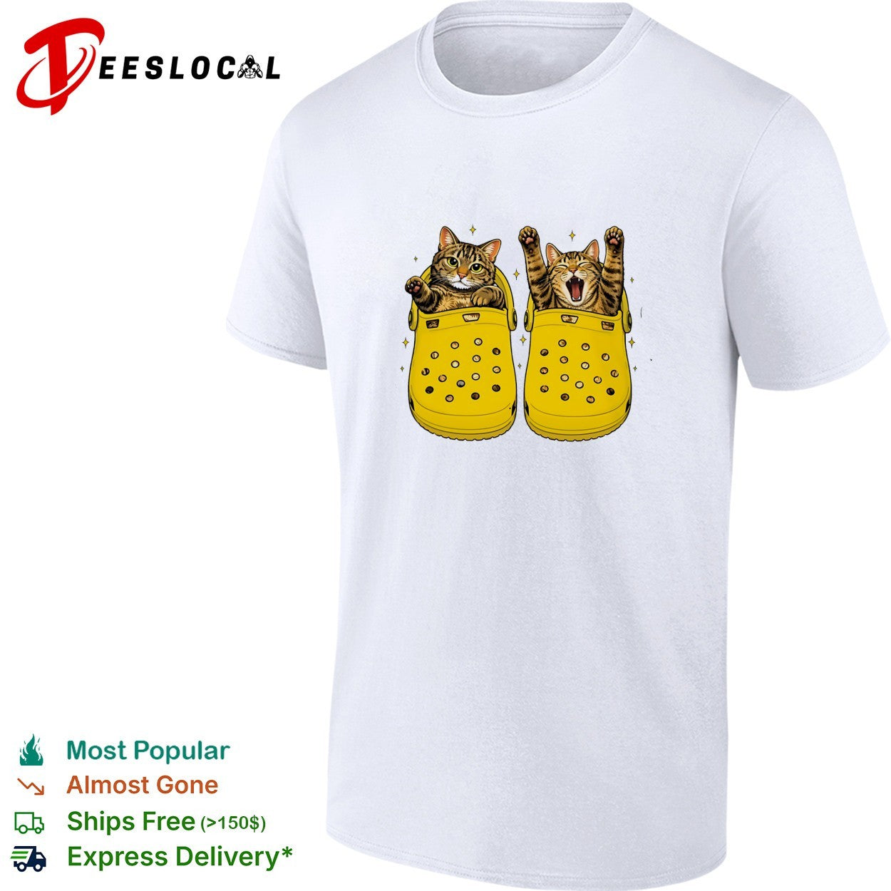 Cats sitting in Crocs shoes shirt