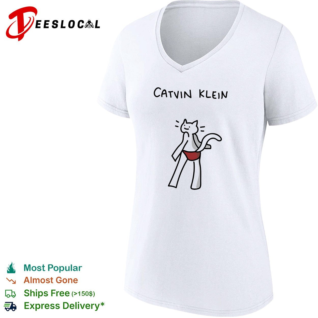 Catvin Klein parody cat drawing shirt