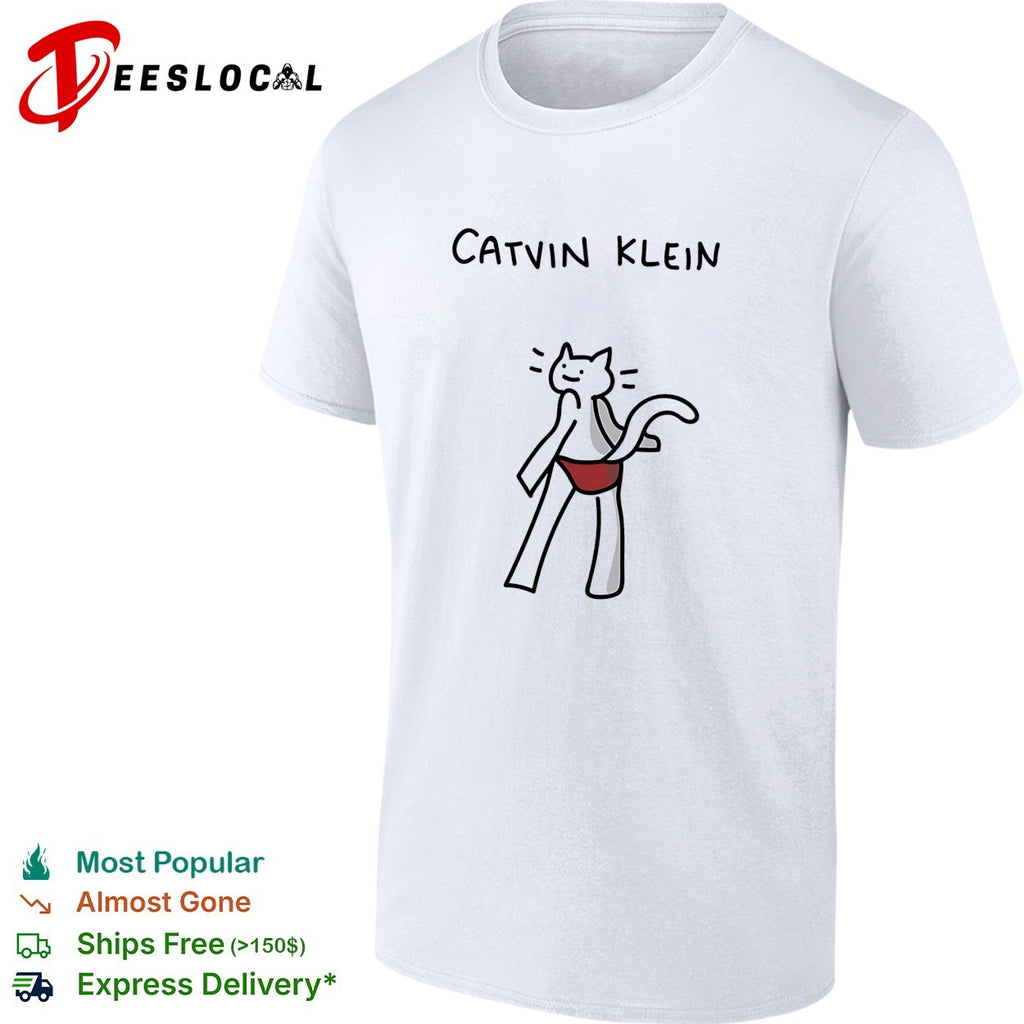 Catvin Klein parody cat drawing shirt