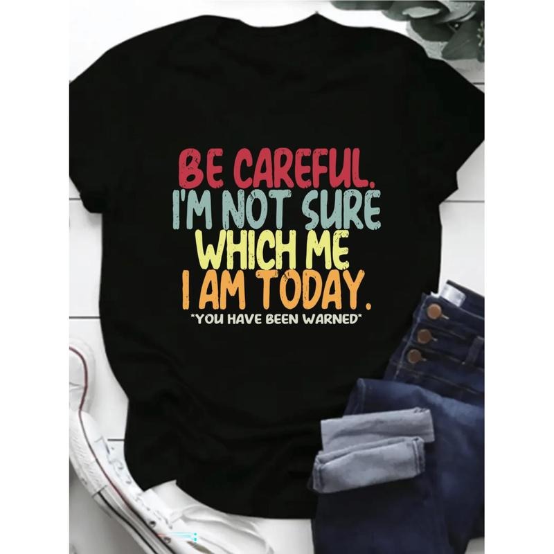 Cautionary Message Oversized Short Sleeve Alphabet T Shirts for Women Summer Casual Plus Size Cute Top Fashion Hoodie,...