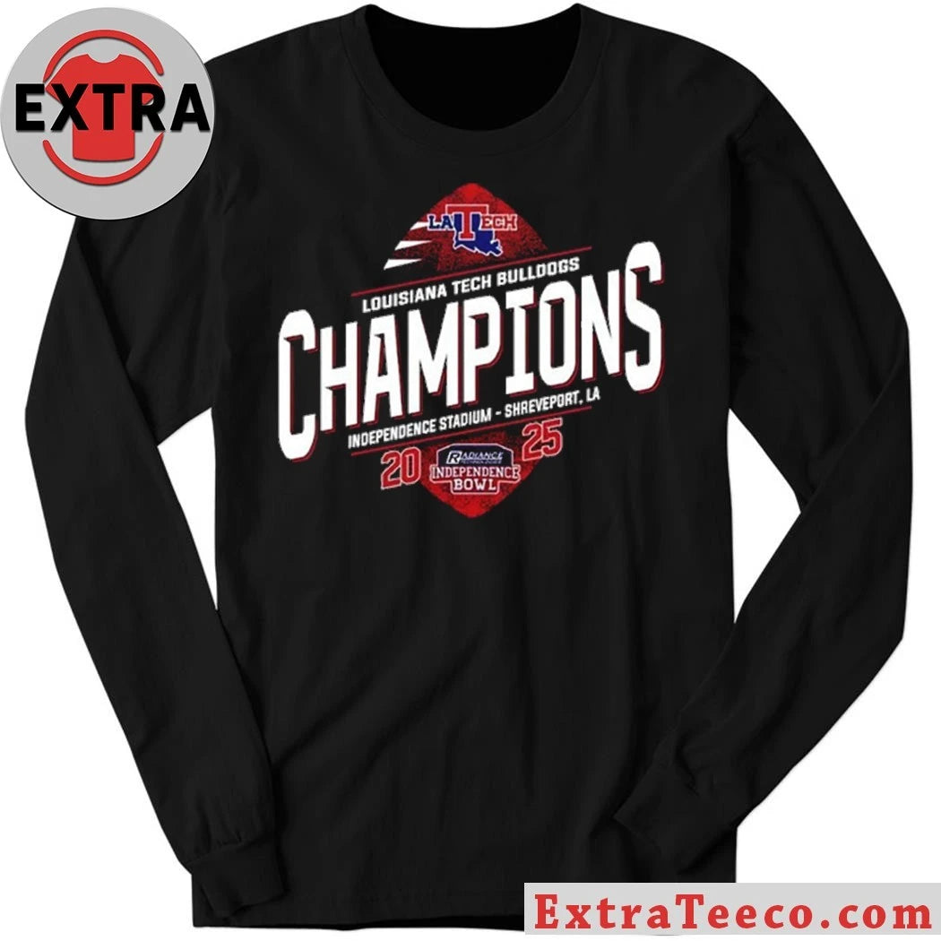 Celebrating the Louisiana Tech Bulldogs’ 2025 Independence Bowl championship at Independence Stadium, Shreveport, LA Logo T-Shirt