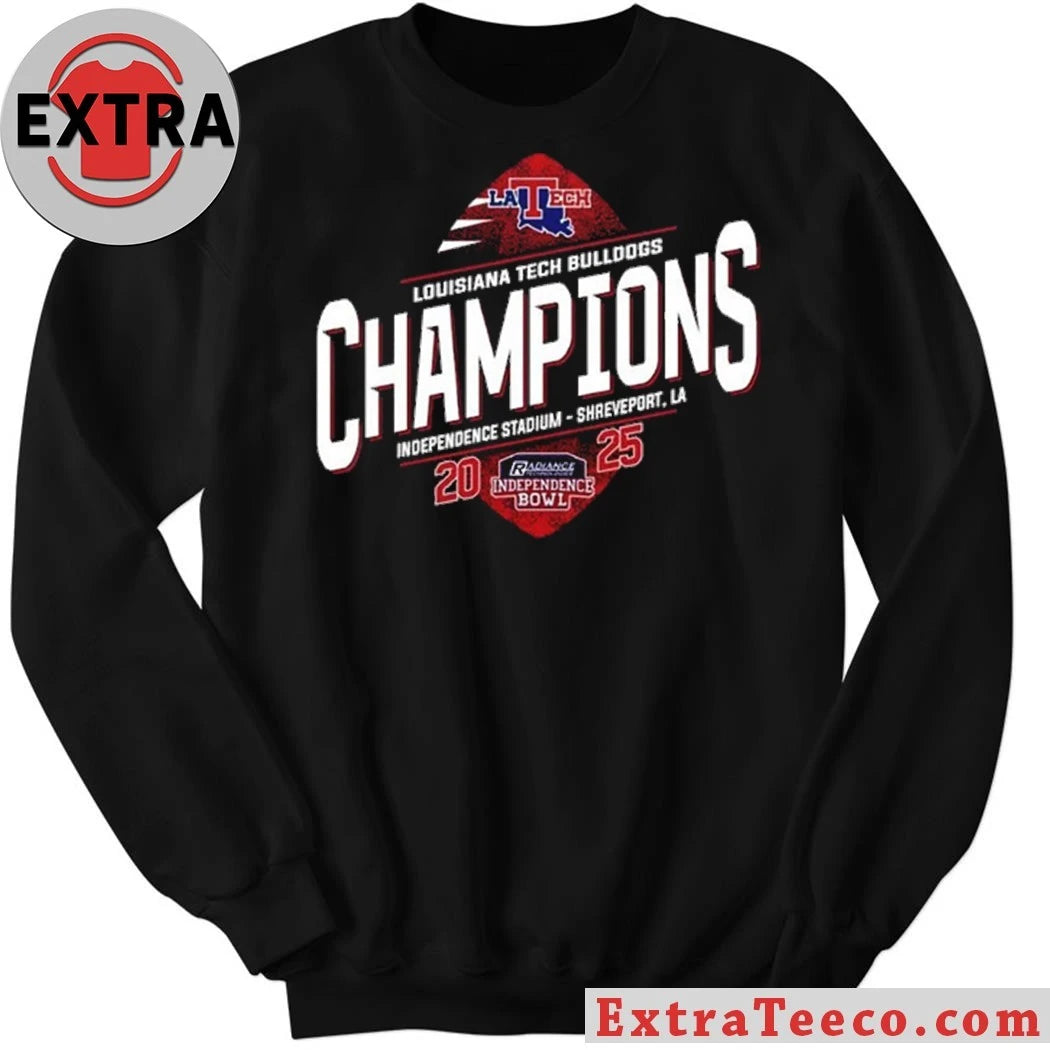 Celebrating the Louisiana Tech Bulldogs’ 2025 Independence Bowl championship at Independence Stadium, Shreveport, LA Logo T-Shirt