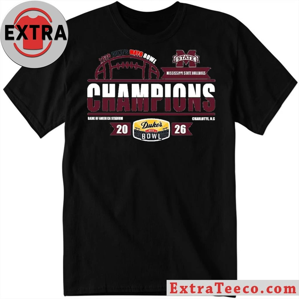 Celebrating the Mississippi State Bulldogs’ 2026 Duke’s Mayo Bowl championship at Bank of America Stadium, Charlotte, N.C Shirt