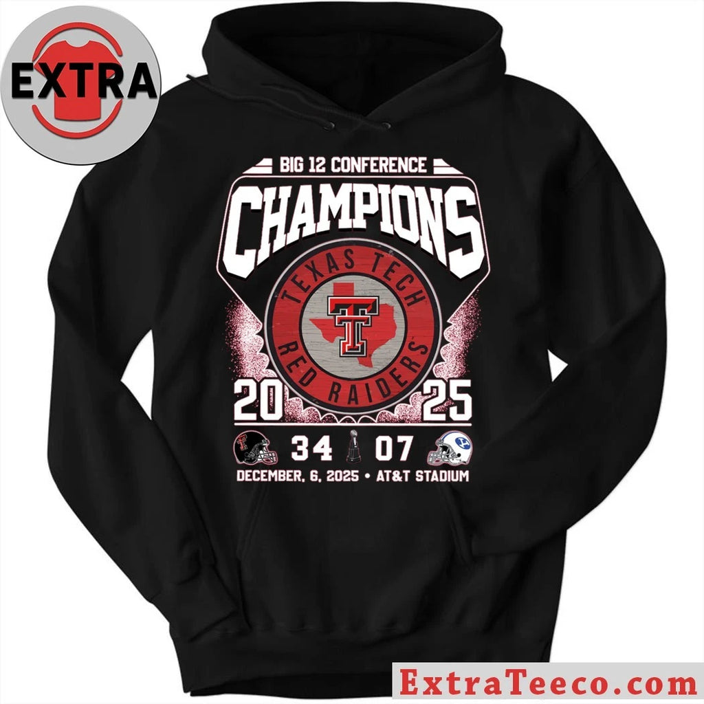Celebrating the Texas Tech Red Raiders’ 2025 Big 12 Conference Football Championship 34 BYU 07 December 6, 2025, at AT&amp;T Stadium in Arlington, Texas Shirt