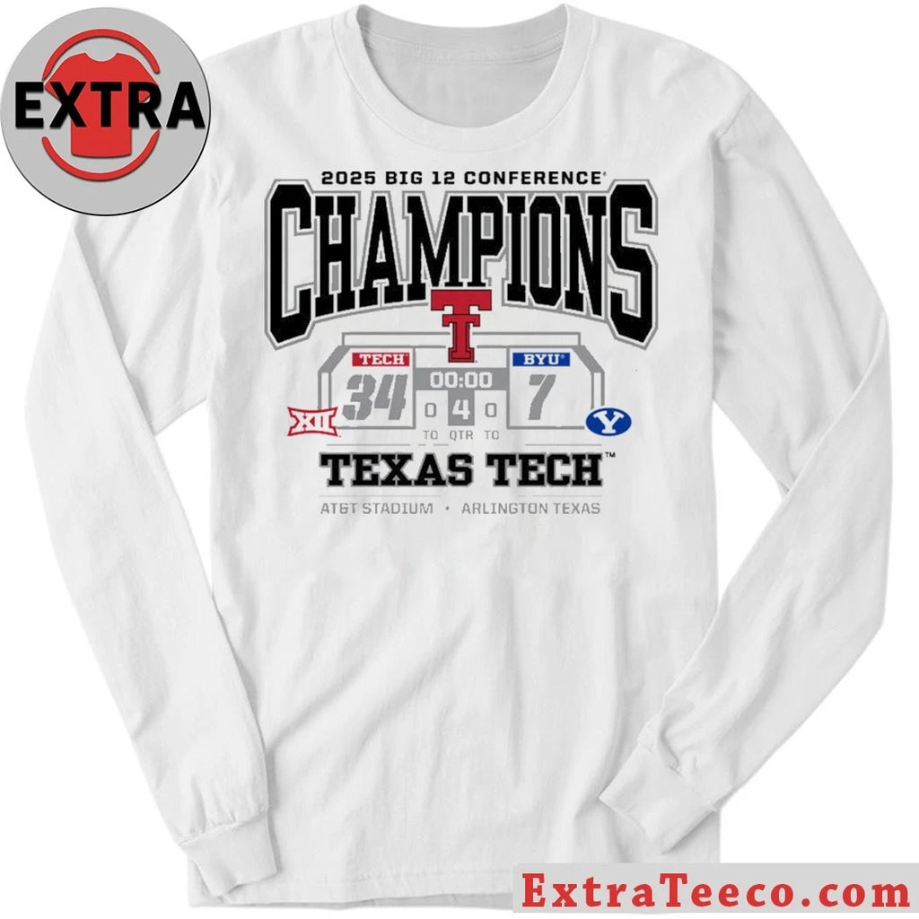 Celebrating the Texas Tech Red Raiders’ 2025 Big 12 Football Championship Texas Tech defeated the BYU Cougars 34-7 Shirt
