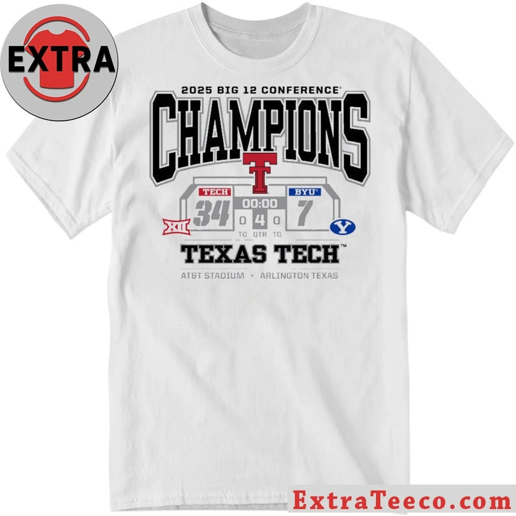 Celebrating the Texas Tech Red Raiders’ 2025 Big 12 Football Championship Texas Tech defeated the BYU Cougars 34-7 Shirt
